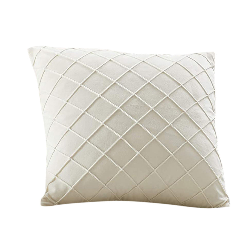 Velvet Rhombus Pleated Cushion Cover for Sofa Bedroom and Window Seat - Beige
