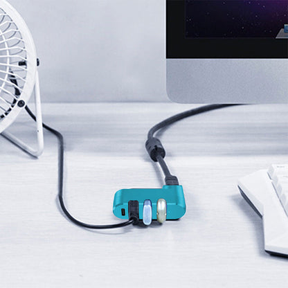 4-Port USB 3.0 Hub 180-Degree Rotating USB Splitter for Laptop Car Blue