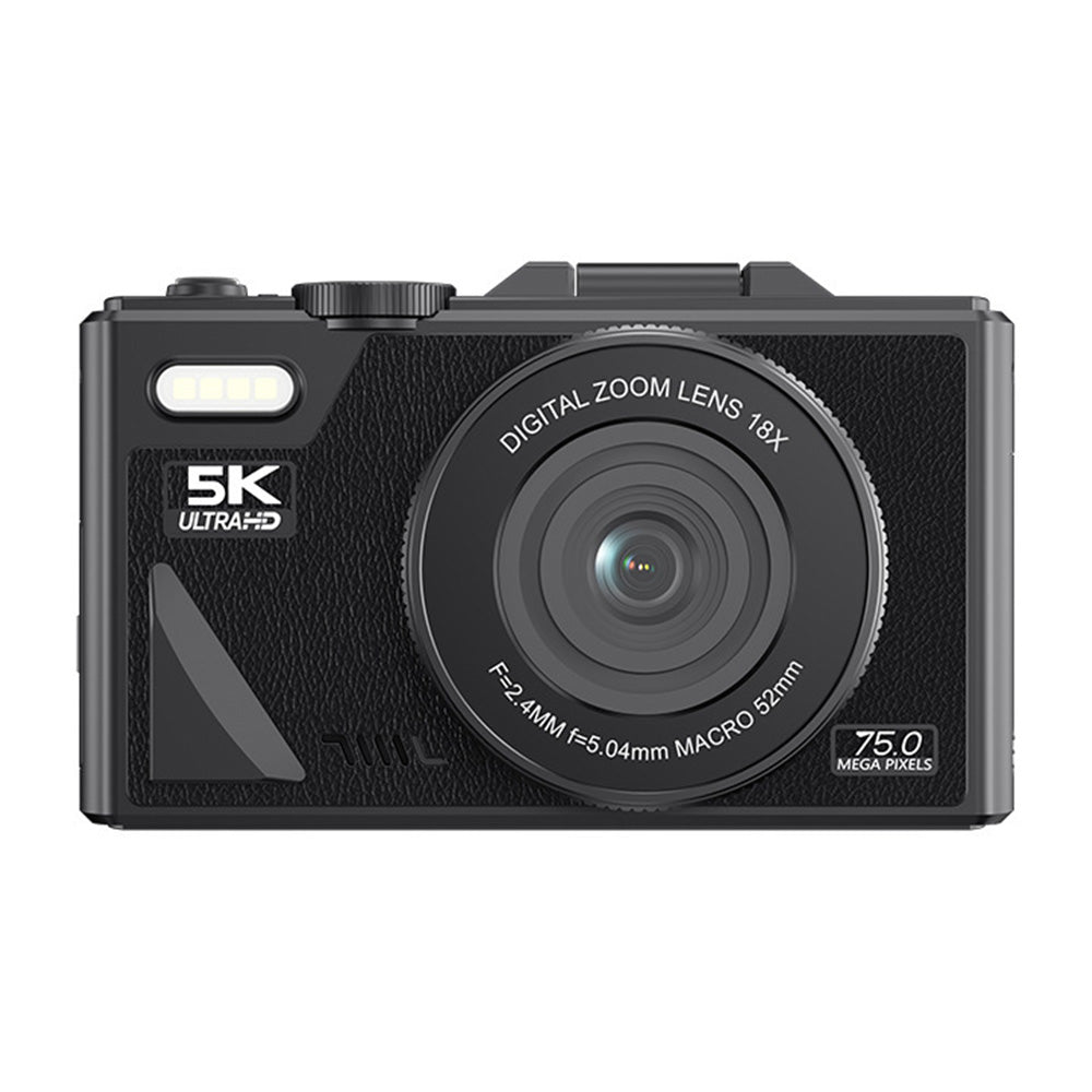 5K Digital Camera WiFi Vlogging Camera with 180 Degree Flip Screen Black