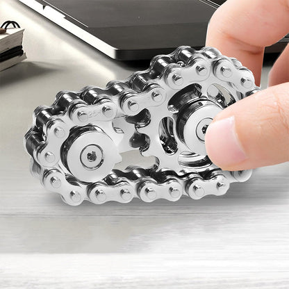Bike Chain Fidget Toy Metal Spinner Stress Relief Focus Aid Silver