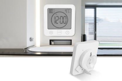 Water-Resistant Digital Bathroom Shower Clock Timer - White