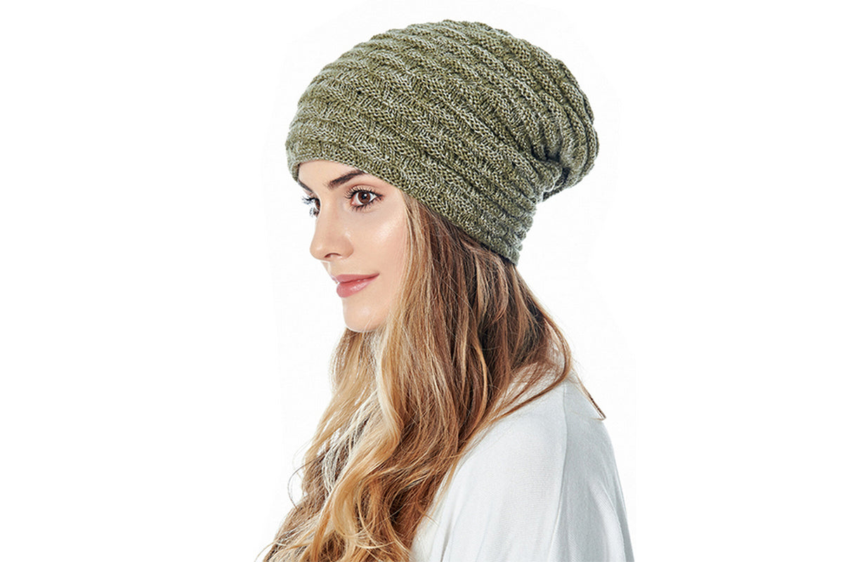 Men Women Unisex Winter Warm Fleece Lined Slouchy Knit Beanie Hat-Dark Grey