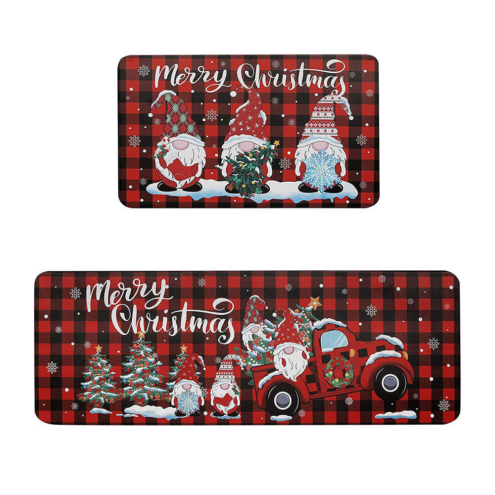 2PCS Christmas Floor Mats Set ¨C Non-Slip Rugs for Kitchen Bathroom Living Room and Doorway Style 1