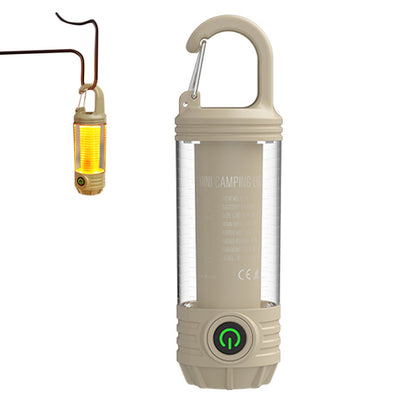 LED Camping Keychain Light ââ‚?Mini Lantern with Hook for Outdoor Use Khaki