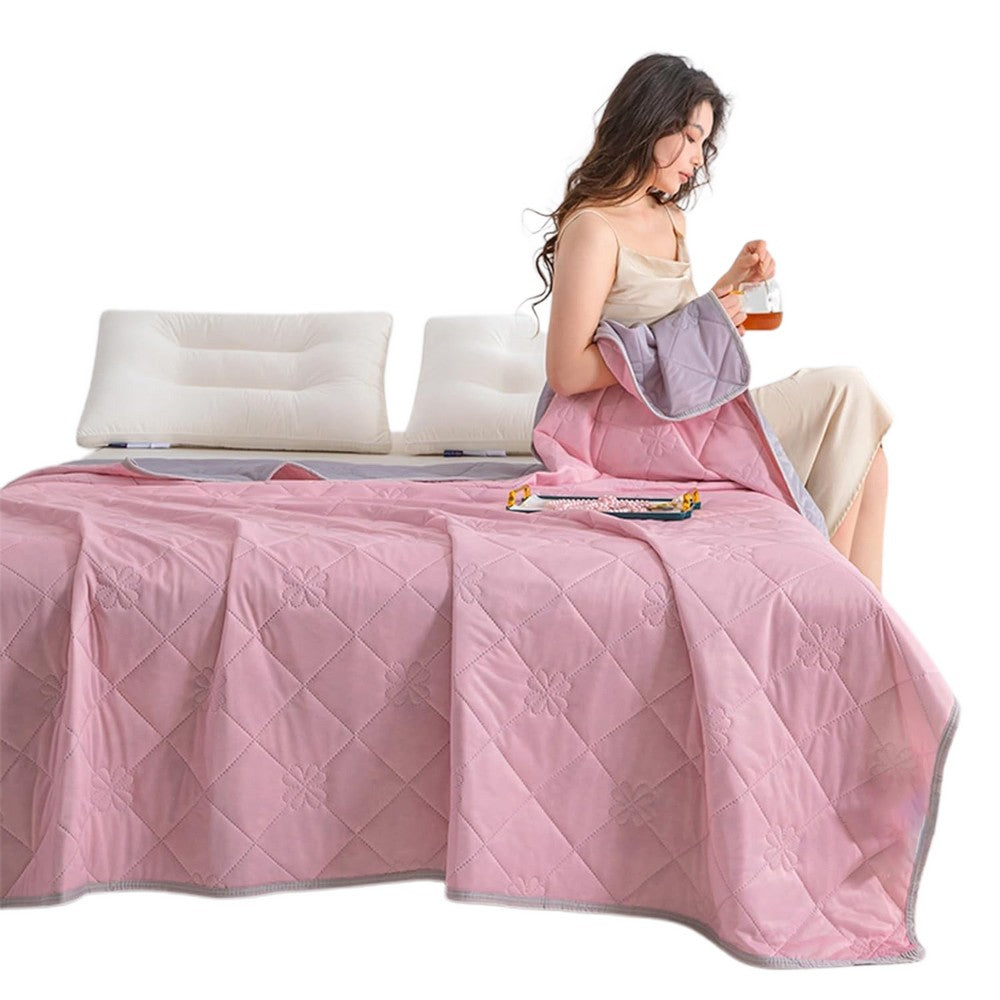 Double-Sided Cooling Blanket Summer Cool Touch Quilt Air Conditioner Blanket Pink