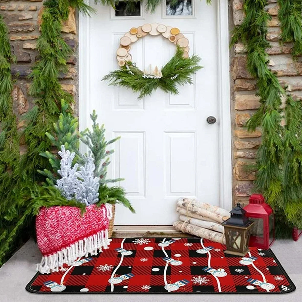 2Pcs Set Christmas Floor Mats Non-Slip Kitchen Mats Xmas Doormats Style 3