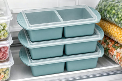 3 Pack Silicone Freezer Trays with Lids - Grey