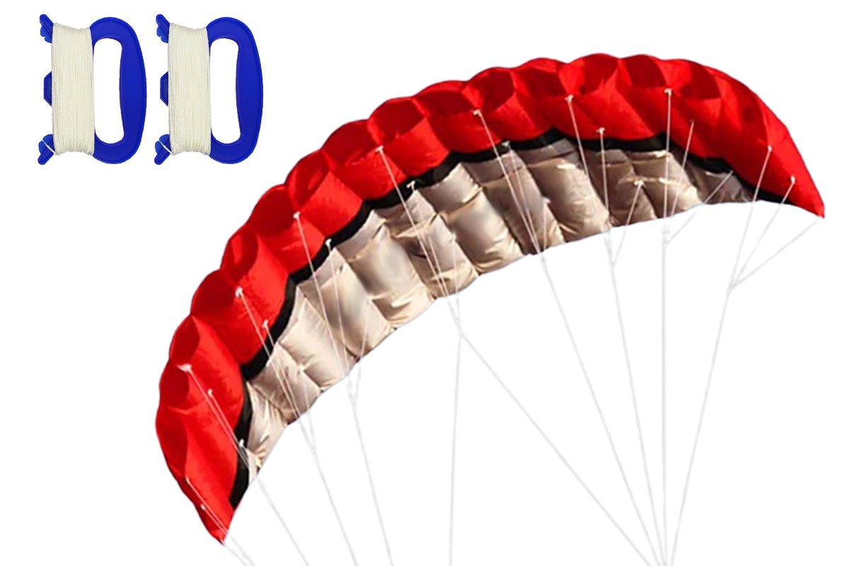 2.5m Dual Line Parafoil Parachute Stunt Sport Beach Kite Outdoor Frameless Toy-Red