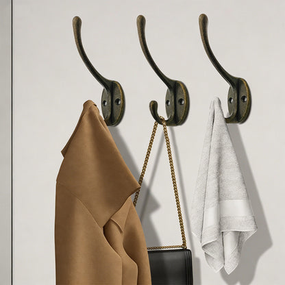 10Pcs Coat Hooks Wall Hooks Mounted Farmhouse Coat Hangers for Bags Caps Keys-Bronze