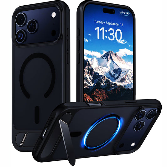 Shockproof Foldable Stand Case for iPhone 18 Series - Black