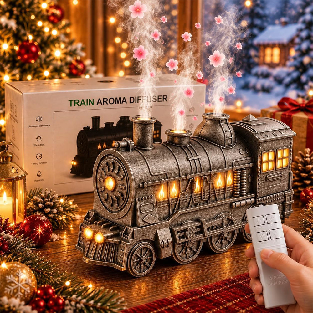 Ultrasonic Train Aromatherapy Diffuser 300ml Desktop Humidifier - Silver