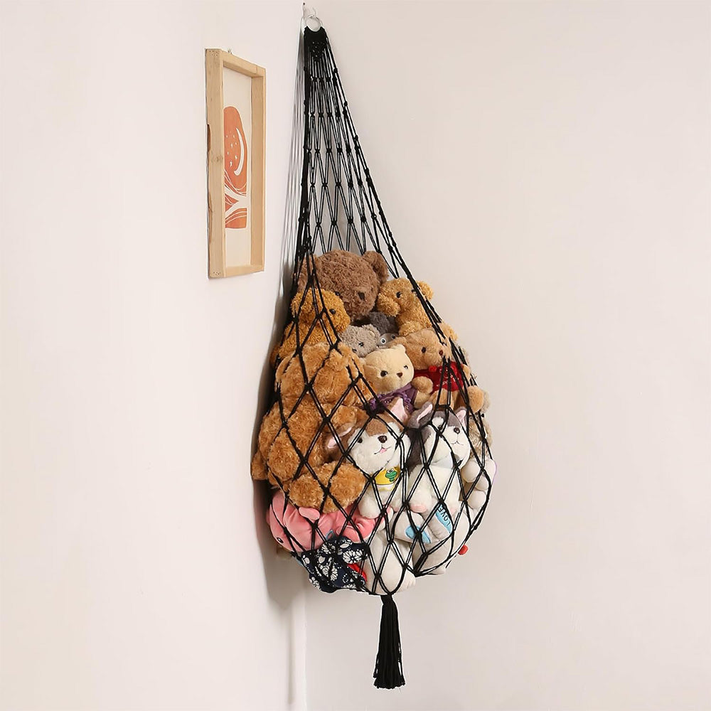 Stuffed Animal Storage Organizer Hammock Hanging Plush Toy Holder Black
