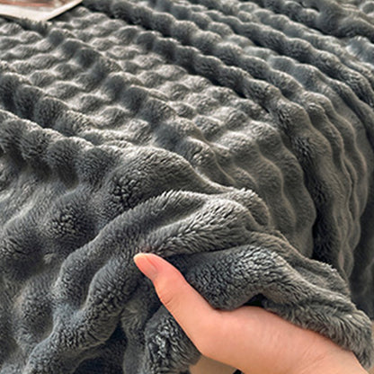 Bubble Fleece Blanket -Grey