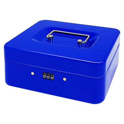 Lockable Cash Box Deposit Petty Cash Money Box with Code Lock Security Safe-Blue