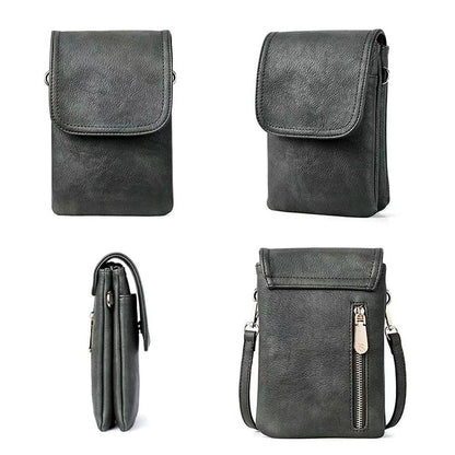 Trendy Crossbody Bags for Women PU Leather Triple Compartment Sling Purse for Cell Phone Black