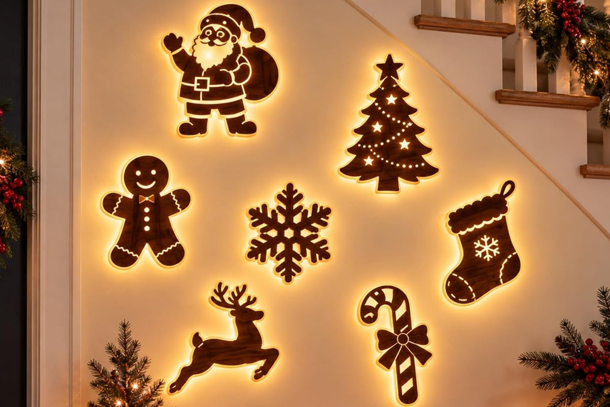 Christmas Glow Silhouette Light 3D LED Warm light Wall Decor