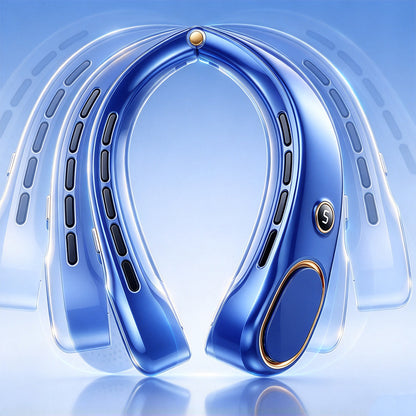 Wearable Bladeless Neck Fan 5 Speed Levels Portable Fan - Blue