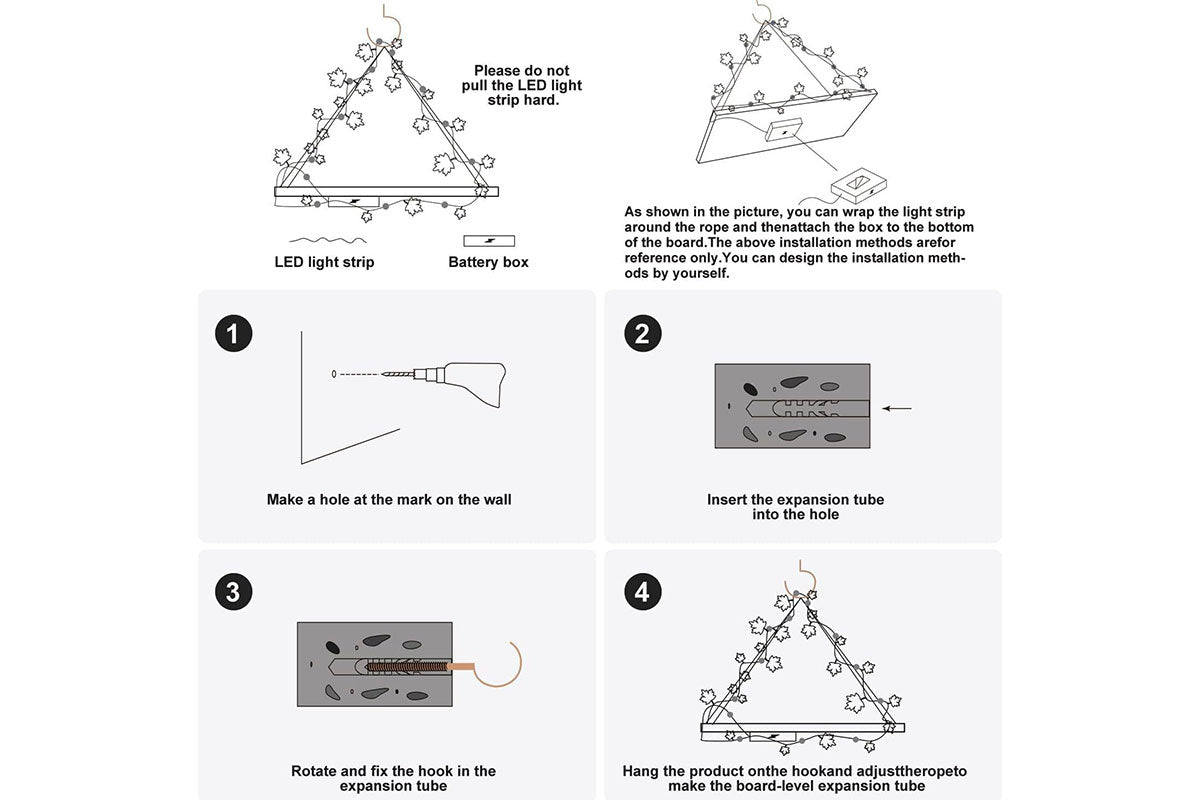 2Pcs Artificial Ivy LED Strip Wall Hanging Shelves Macrame Shelf For Bedroom