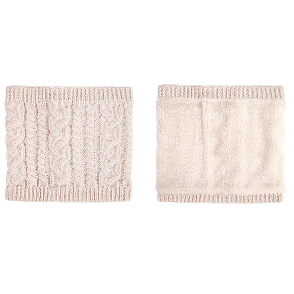 Winter Neck Gaiter Fleece Thick Neck Warmer Cover Ski Gaiters for Men Women-Beige