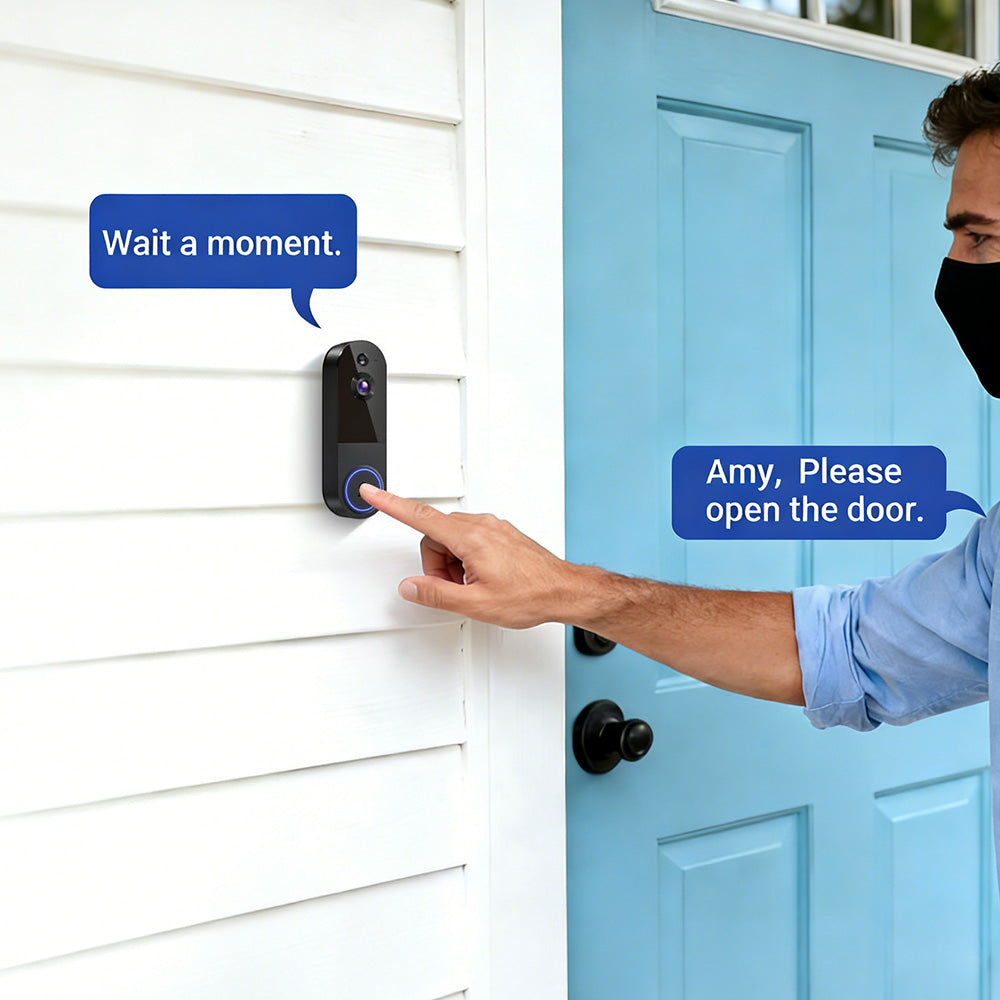 Smart Video Doorbell Camera Wireless Outdoor Doorbell Camera-Black