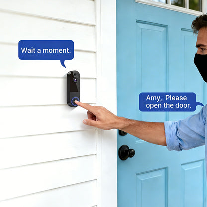 Smart Video Doorbell Camera Wireless Outdoor Doorbell Camera-Black