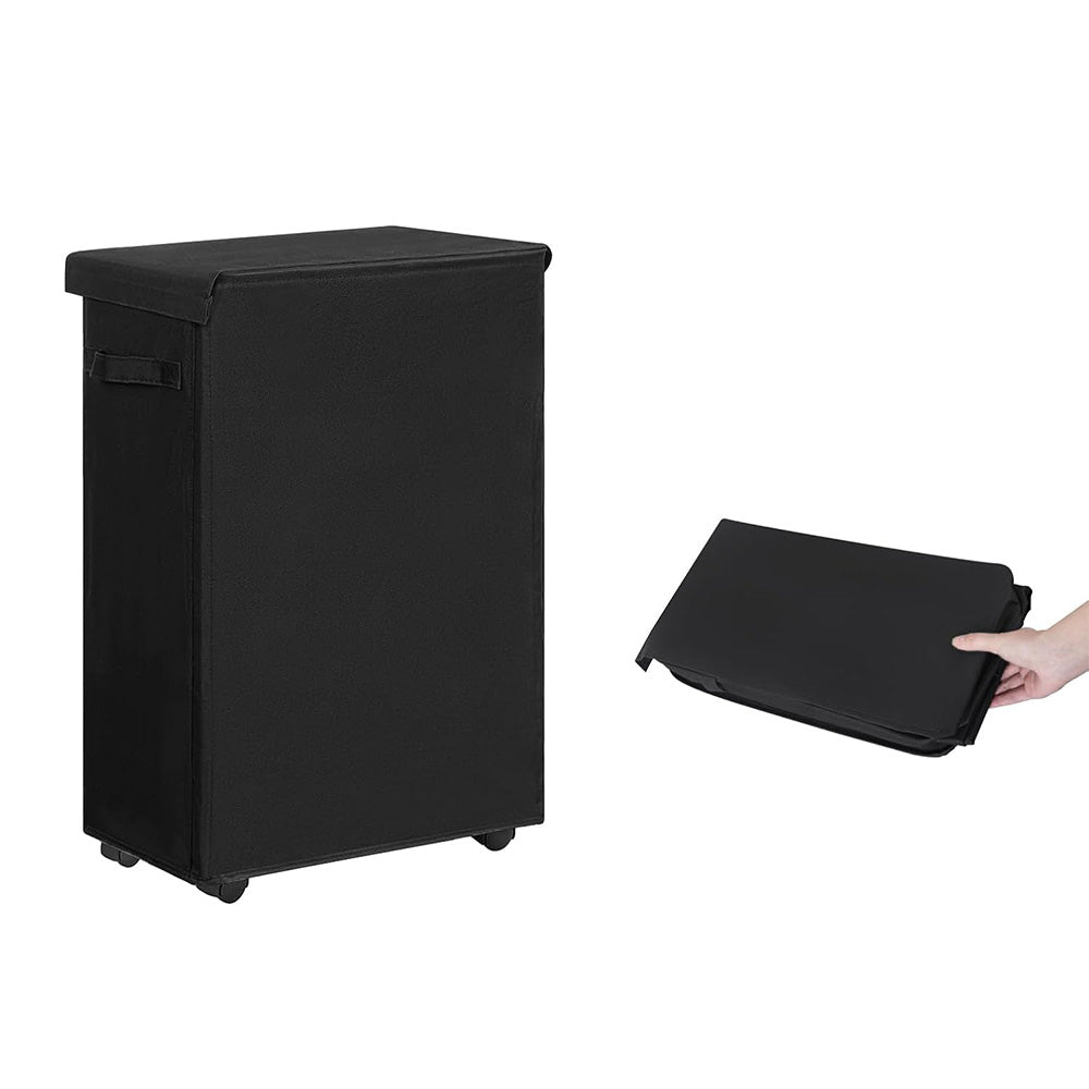 65L Laundry Basket with Wheels and Lid-Black