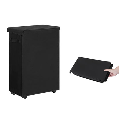 65L Laundry Basket with Wheels and Lid-Black