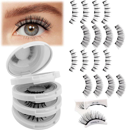 4 Pairs of Reusable False Eyelashes with Tweezers Easy to Wear Eyelashes Kit Style 1