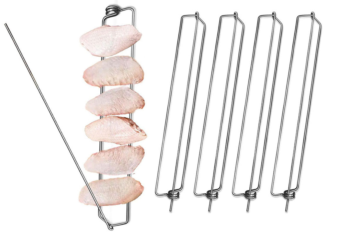 4Pcs Chicken Wing BBQ Fork Metal BBQ Grilling Fork Chicken Wing Grilling Rail