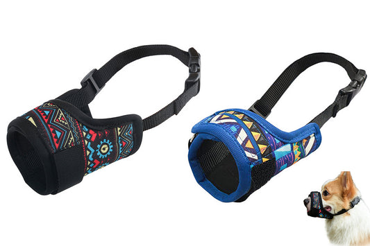 2Pcs Dog Muzzle Air Mesh Breathable Muzzle To Anti Prevent Biting Barking Chewing-Black And Blue