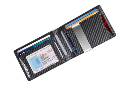 PU Leather Wallet RFID Blocking Front Pocket Bifold Card Holder-Black