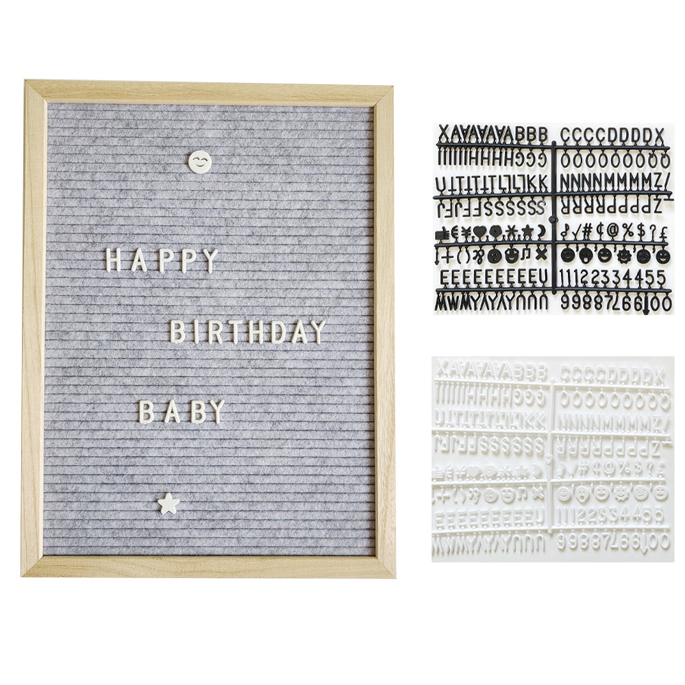 30x40 cm Felt Letter Board with Letters Numbers and Stand-Grey