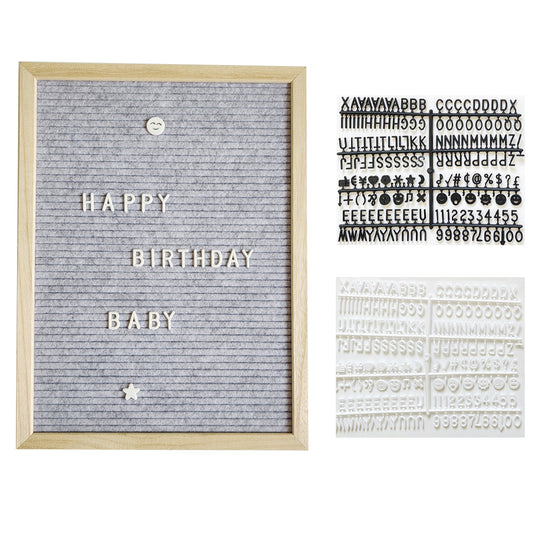 30x40 cm Felt Letter Board with Letters Numbers and Stand-Grey