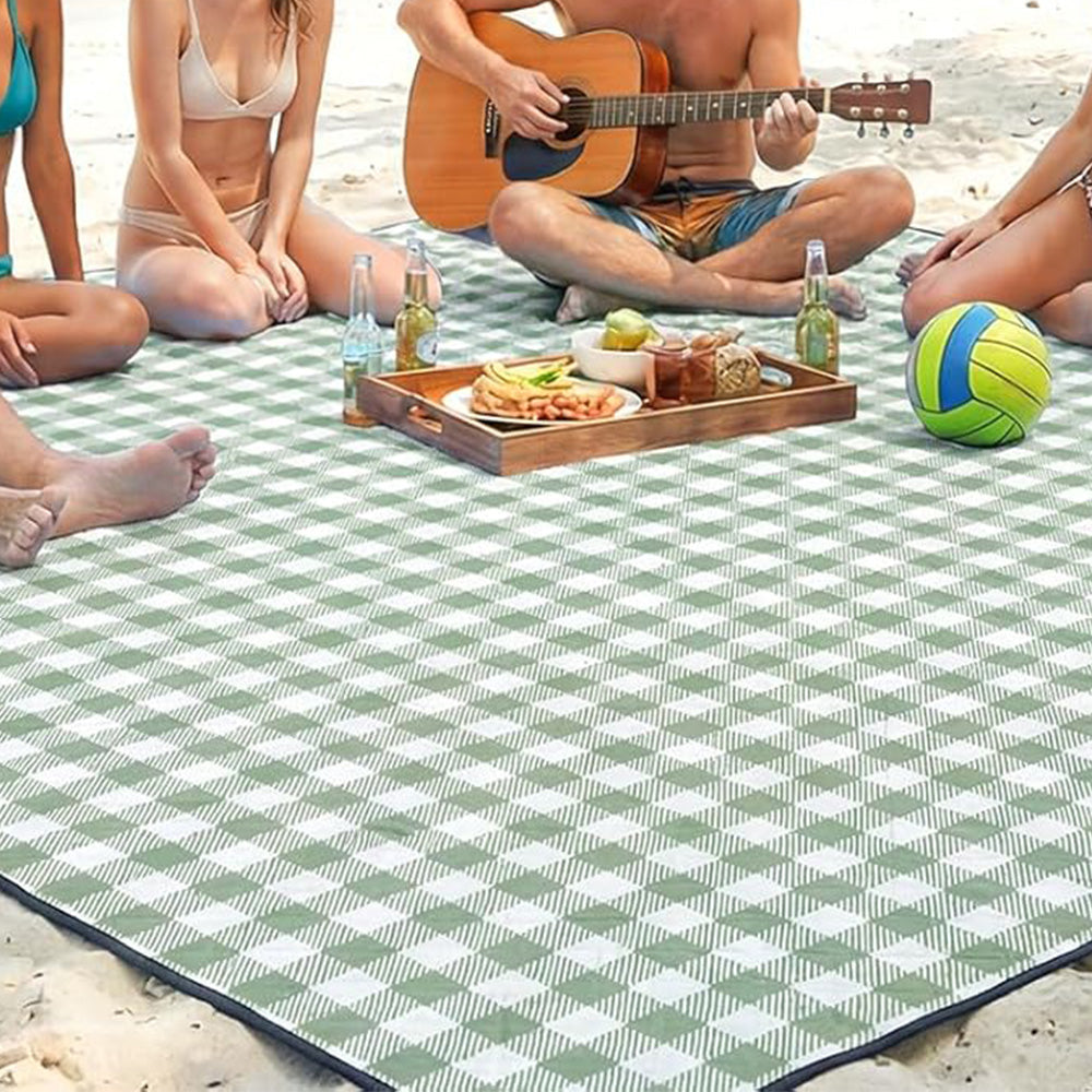 Outdoor Picnic Blanket Splash-resistant Foldable Travel Mat 203x203cm-Green