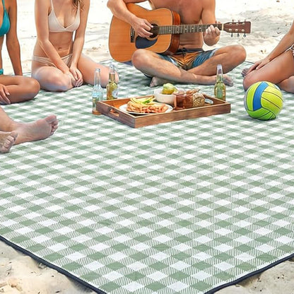 Outdoor Picnic Blanket Splash-resistant Foldable Travel Mat 203x203cm-Green