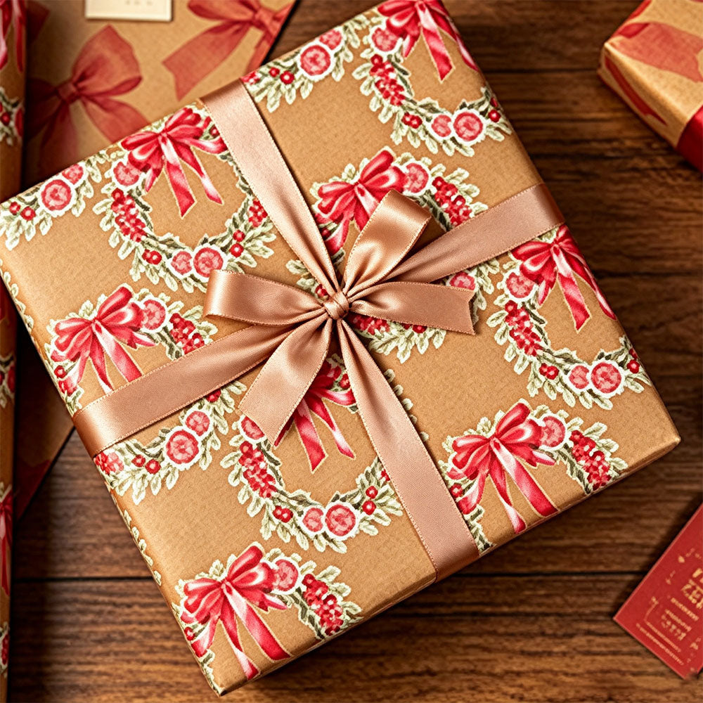 2 Pack Double Sided Christmas Wrapping Paper 4 - Vintage Stamps