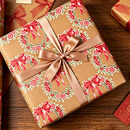 2 Pack Double Sided Christmas Wrapping Paper 4 - Vintage Stamps