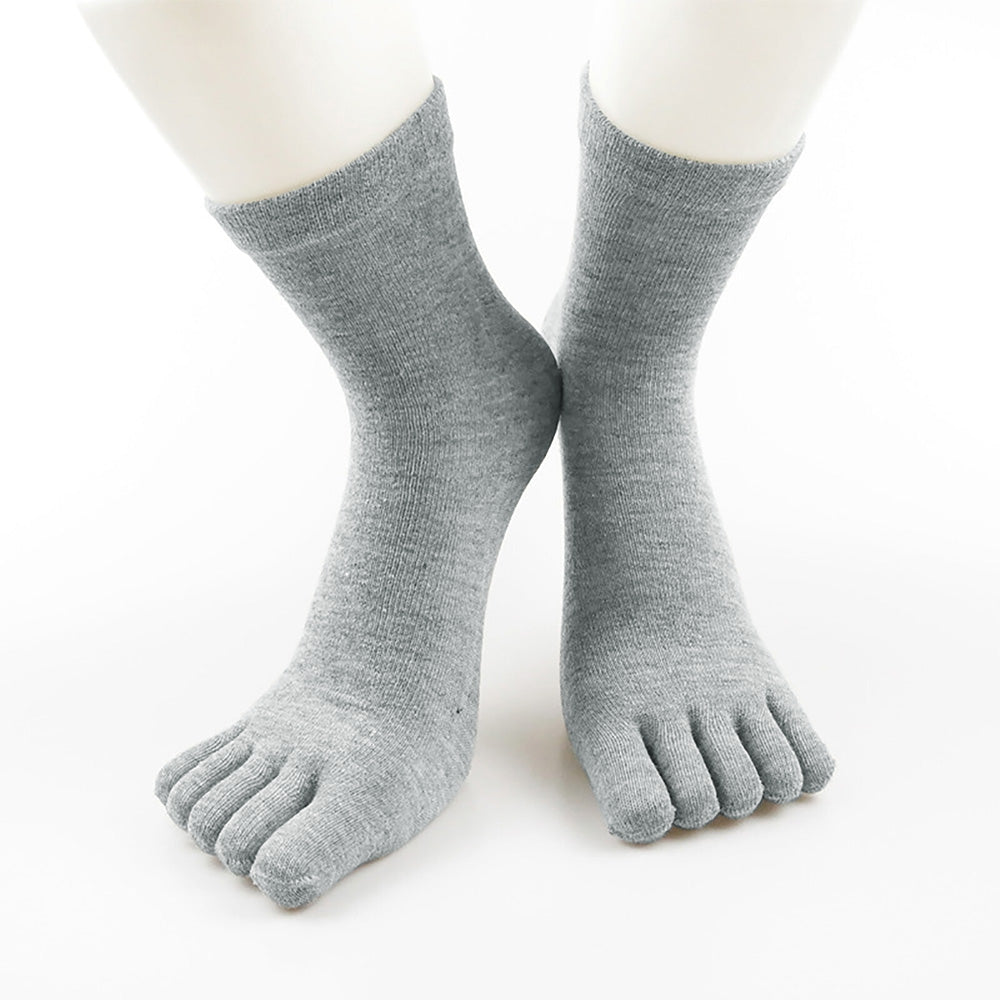 5 Piece Mens Breathable Five Toe Socks - Light Grey