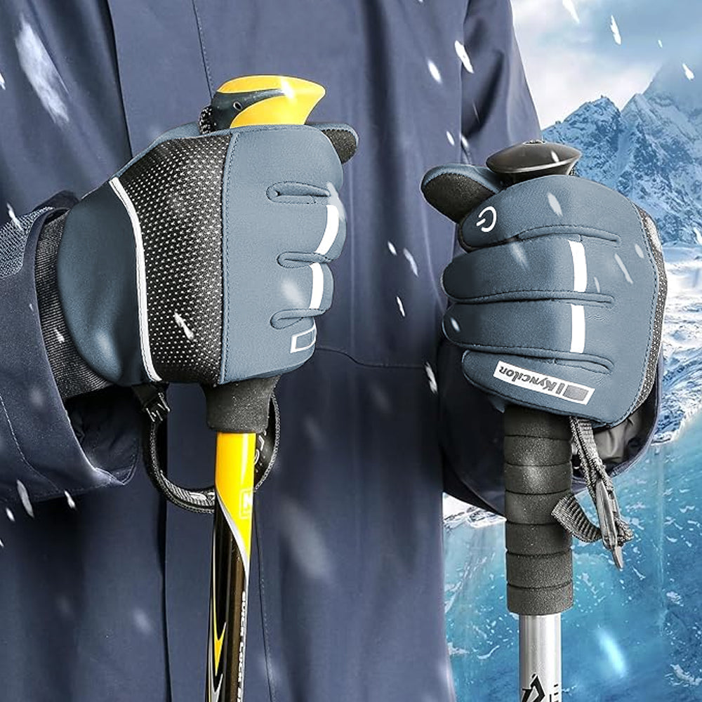 Unisex Touch Screen Gloves Winter Warm Riding Gloves Running Mittens Grey