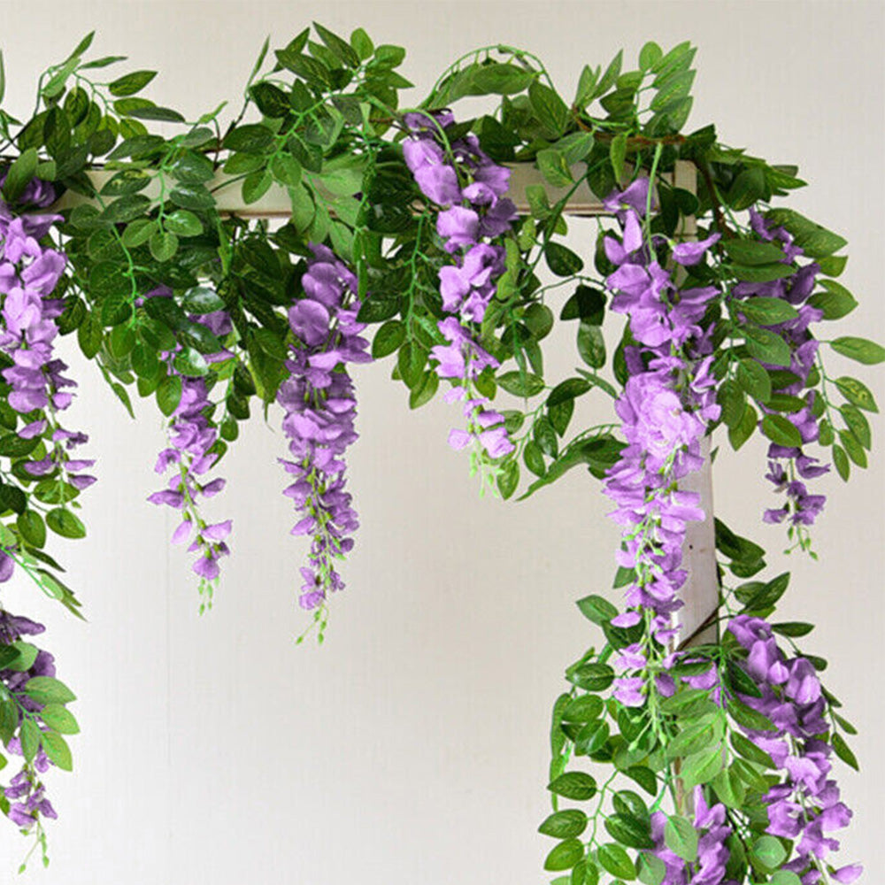 4PCS Artificial Silk Wisteria Vine Hanging Garlands 1.8m for Home & Garden Decoration Purple