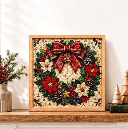Fabric Poke Art Kit for Adults 3D Christmas Santa Claus DIY Craft - Wreath