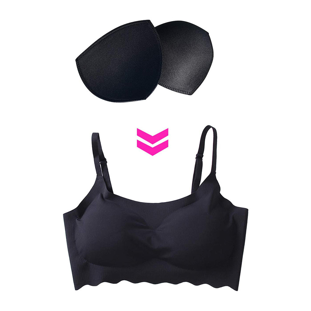 4 Pairs Triangle Replacement Foam Bra Pad Inserts - Black