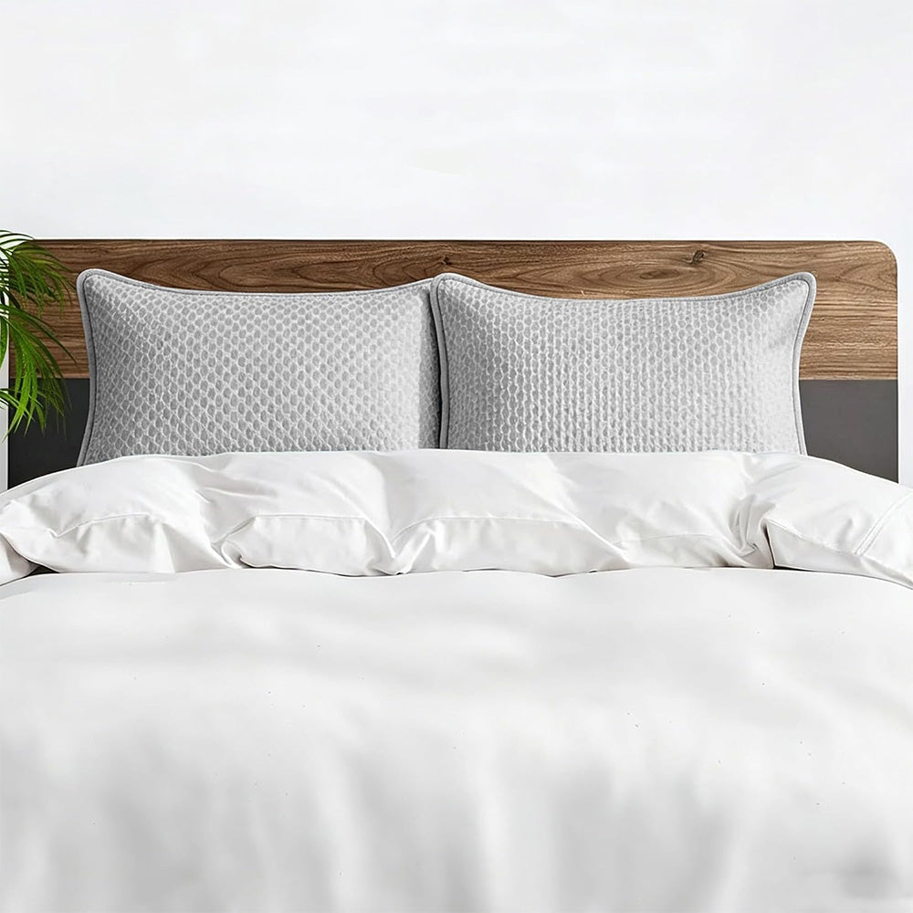 2 Pack 48x74cm Textured Cooling Polyester Pillowcases - Grey