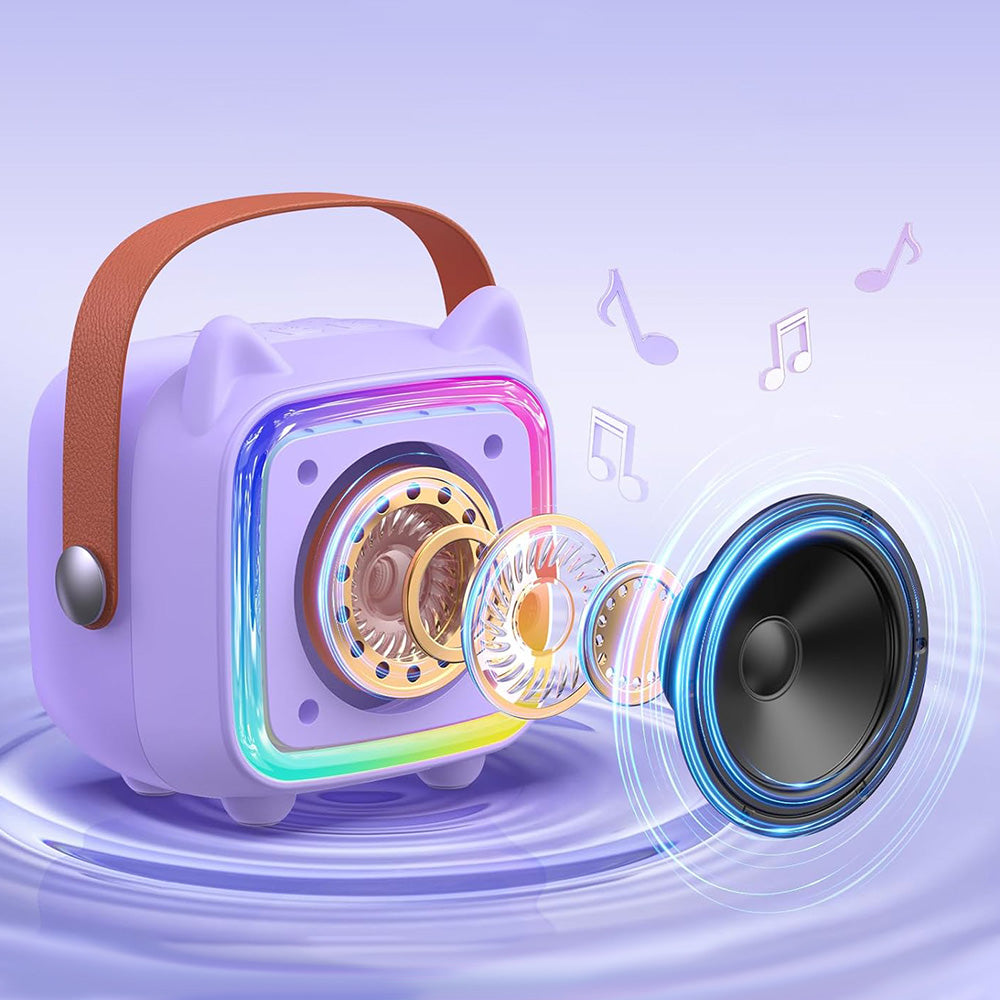 Mini Karaoke Machine with Single Microphone Portable Bluetooth Speaker Purple
