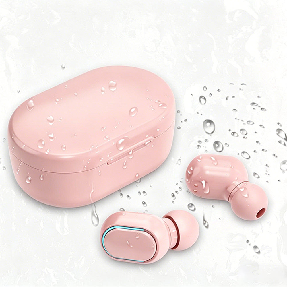 Bluetooth 5.1 Wireless Earbuds with LED Display IPX4 Waterproof Headphones-Pink