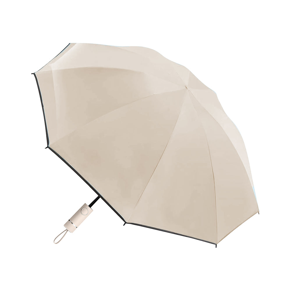 Automatic Folding Umbrella Inverted Umbrella Reverse Umbrella UV Protection Sun Umbrella with Safe Reflective Stripe Beige