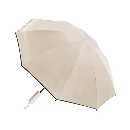 Automatic Folding Umbrella Inverted Umbrella Reverse Umbrella UV Protection Sun Umbrella with Safe Reflective Stripe Beige