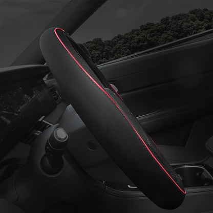 Breathable Microfiber Leather Steering Wheel Cover-Black and Red