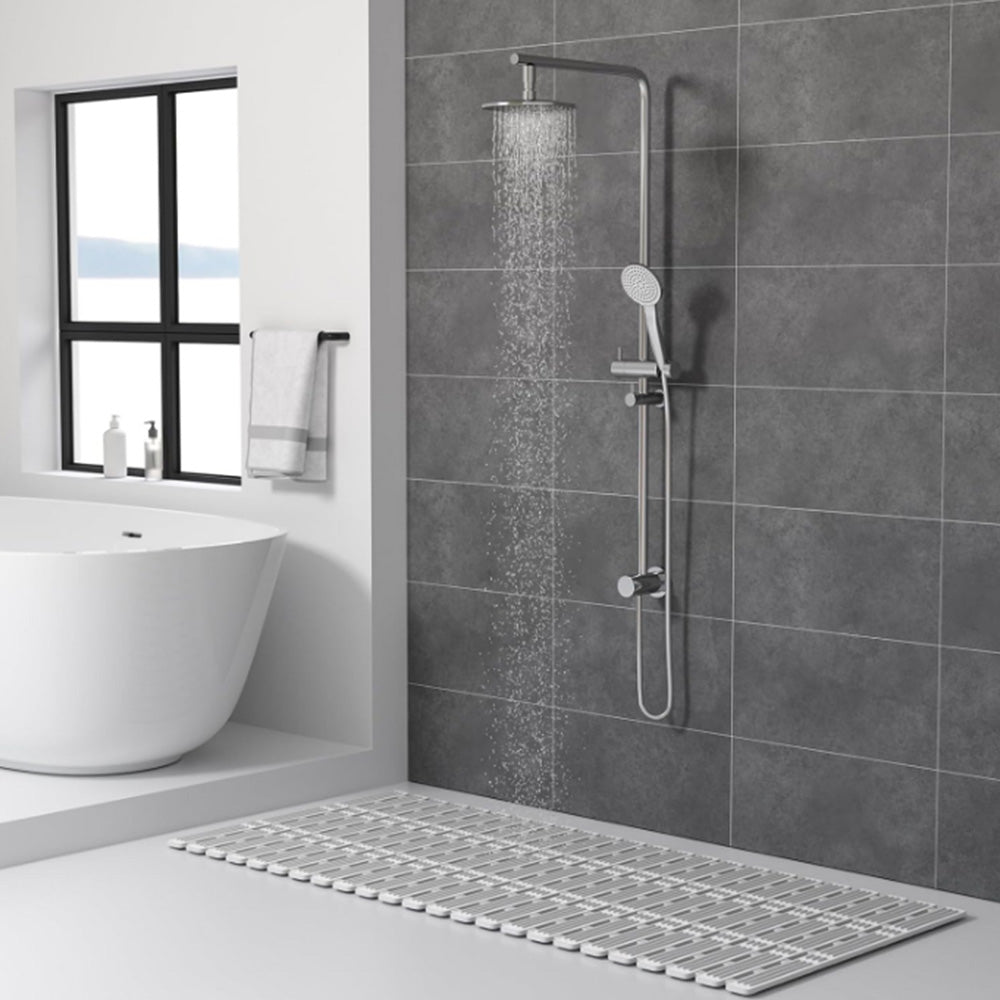 Non-Slip Shower Mat Suction Mounted Bathtub Mat with Drain Holes Grey