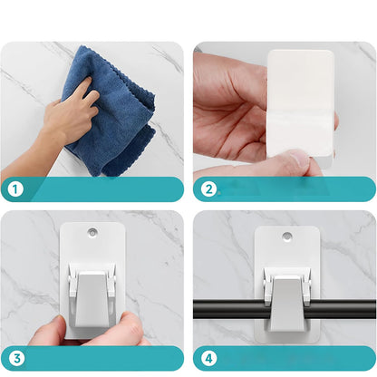 2Pcs Curtain Rod Holder Adhesive Hook-White